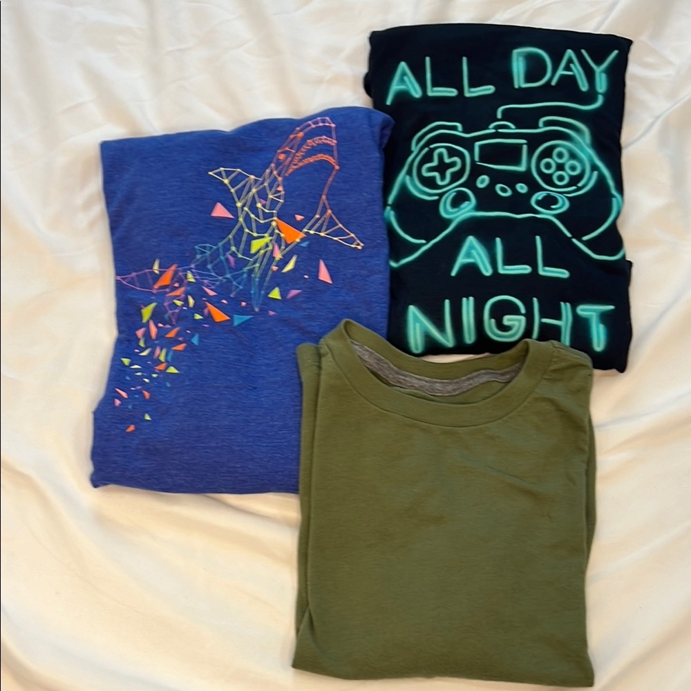 Old Navy Cat & Jack Bundle of 3 Boys Long Sleeve Blue & Green Long Sleeve Shirts